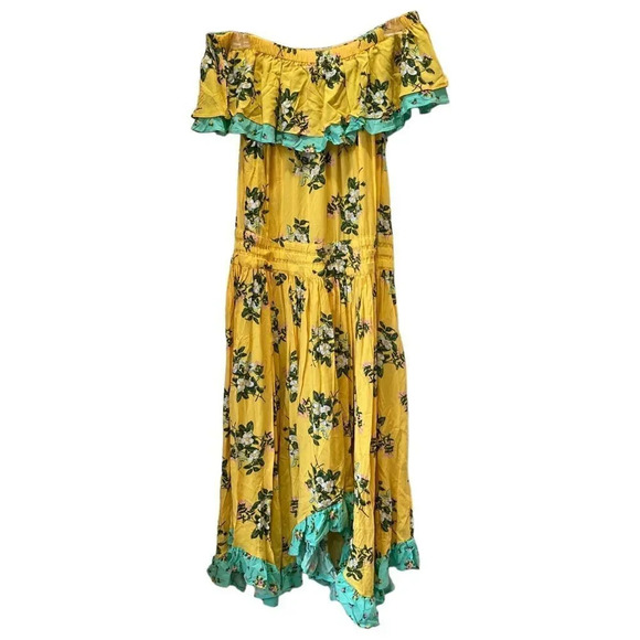 MATILDA JANE Hooked On A Feeling Yellow Off the Shoulder Ruffled Dress Size S - Picture 4 of 9